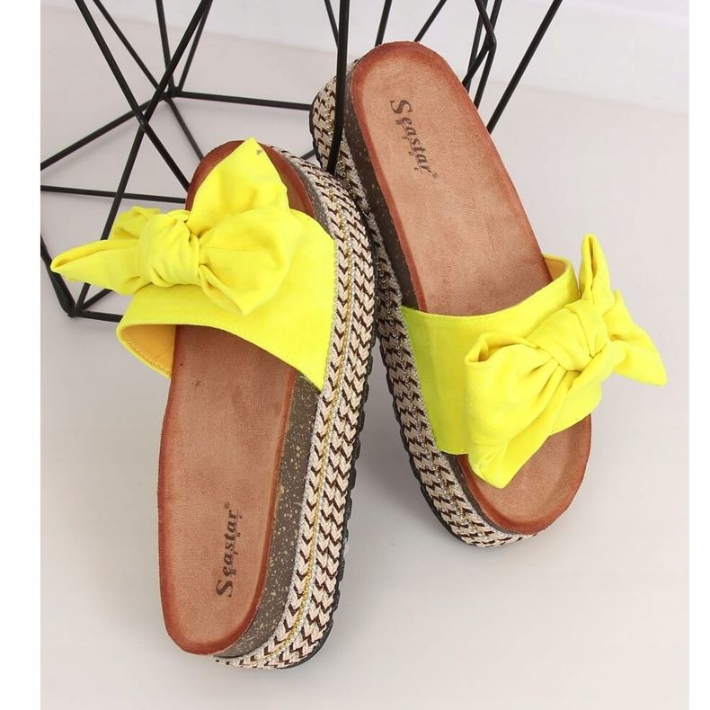 Yellow CK137P Yellow high-soled slippers 1