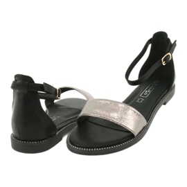 Leather sandals Filippo DS1285 / 20 BK SI black multicolored grey 3