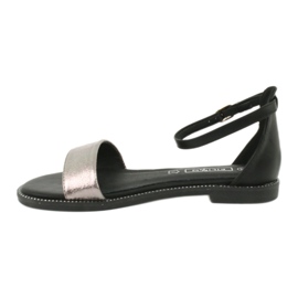 Leather sandals Filippo DS1285 / 20 BK SI black multicolored grey 1