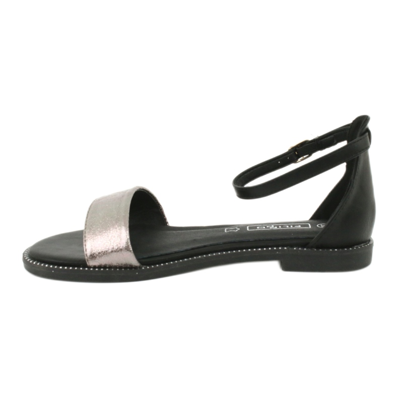 Leather sandals Filippo DS1285 / 20 BK SI black multicolored grey 1