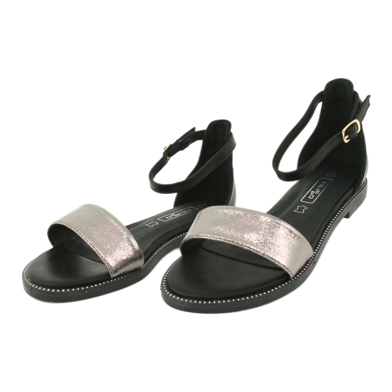 Leather sandals Filippo DS1285 / 20 BK SI black multicolored grey 2