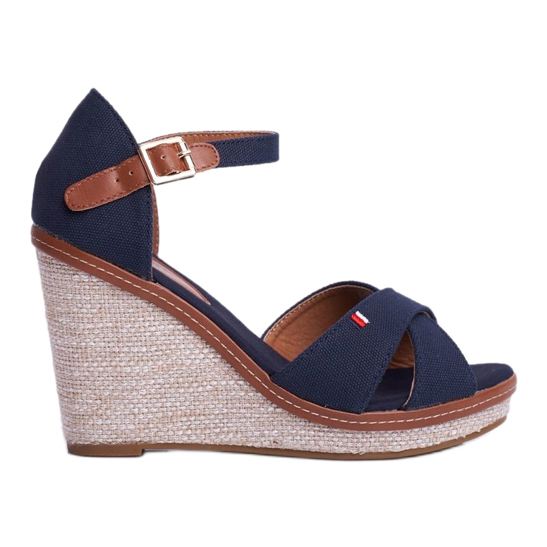 SEA Women's Sandals On Wedge Blue LaMane brown navy blue 1