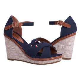 SEA Women's Sandals On Wedge Blue LaMane brown navy blue 2