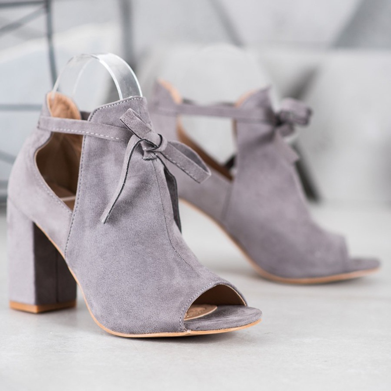 Tied Open Toe VINCEZA boots grey 2