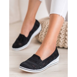 SHELOVET Openwork ballerinas black 1