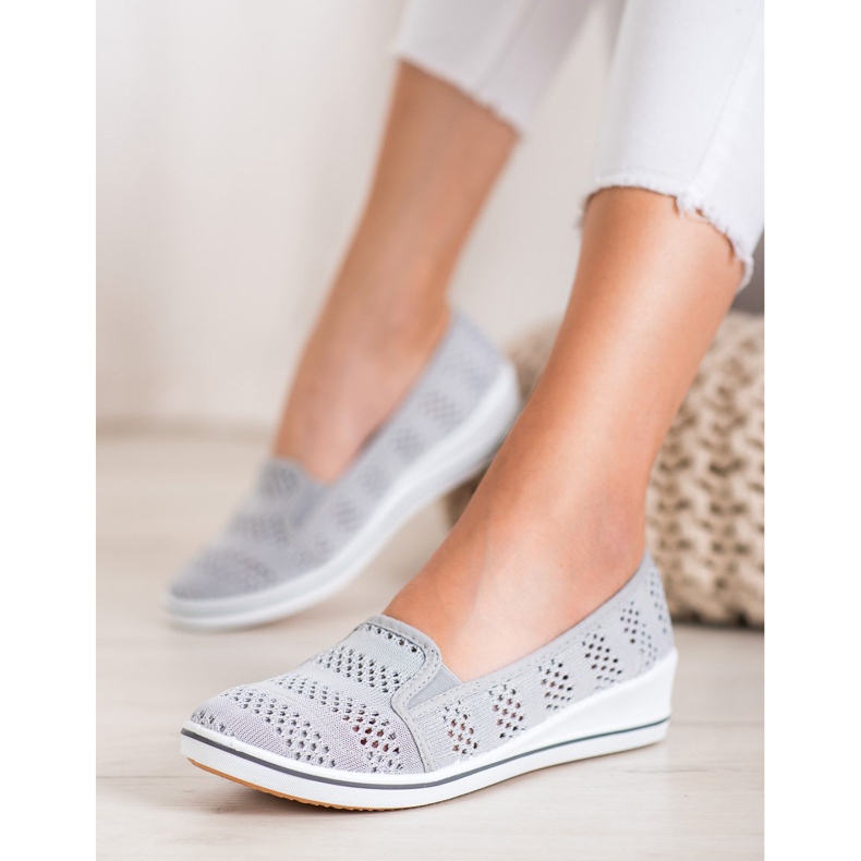 SHELOVET Openwork ballerinas grey 2