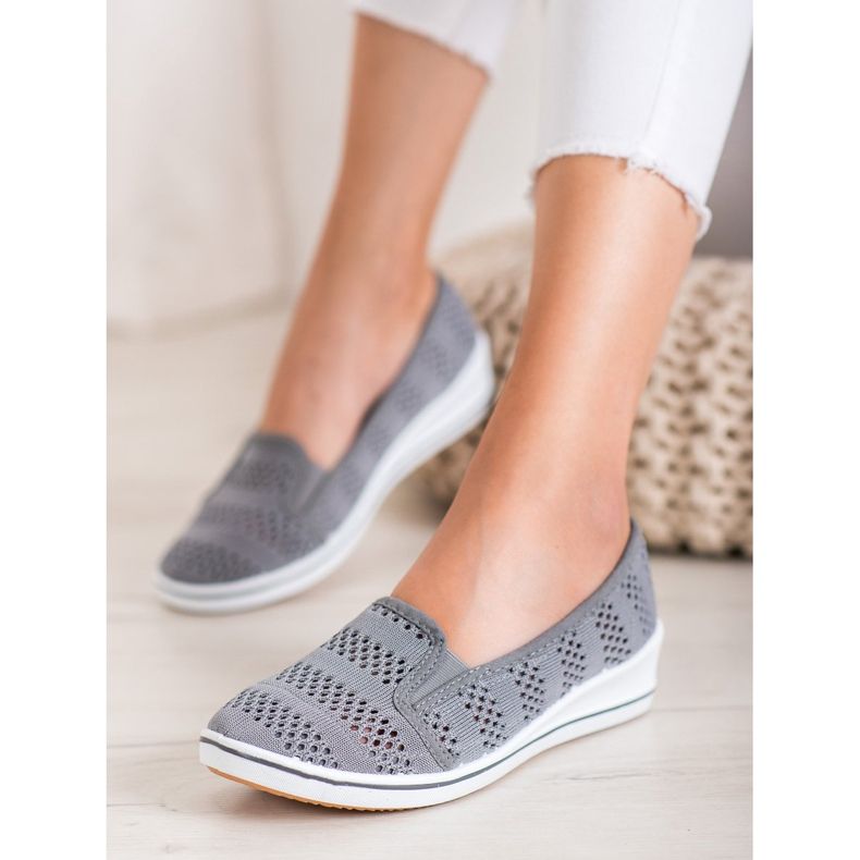 SHELOVET Openwork ballerinas grey 1