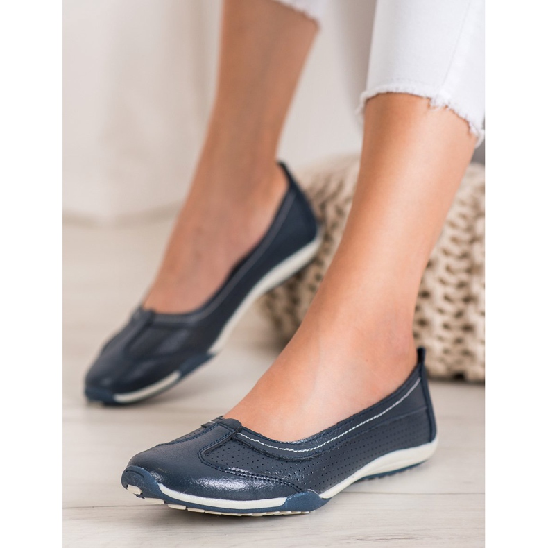 M.Daszyński Sports Leather Ballerina blue 2