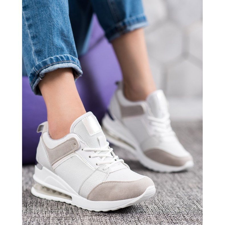 Weide Fashion Wedge Sneakers white grey 1