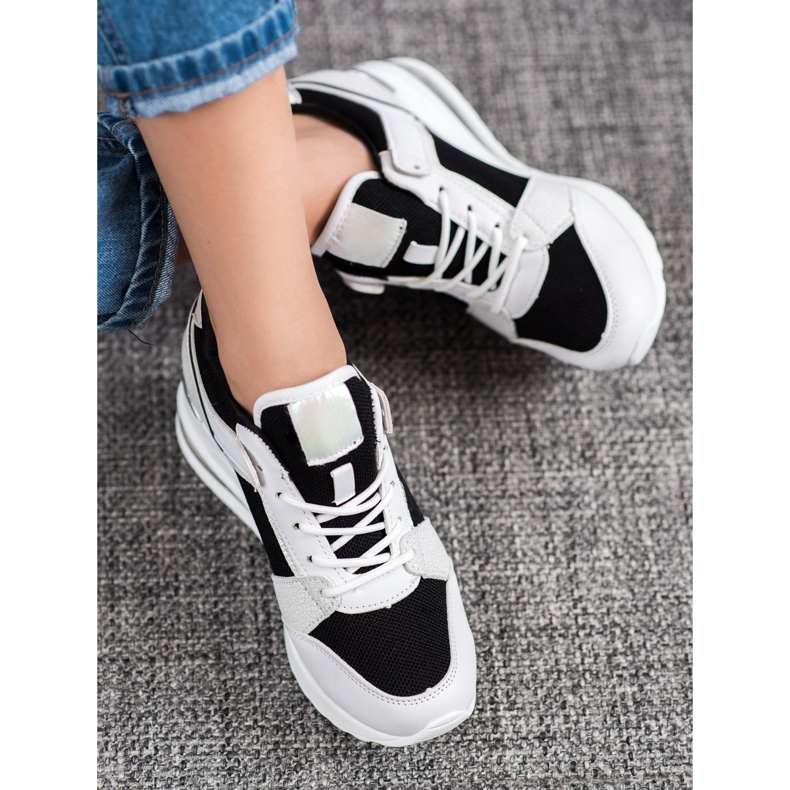 Weide Fashion Wedge Sneakers white black 1 Weide Fashion Wedge Sneakers white black 1