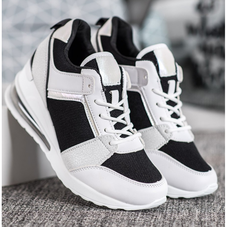 Weide Fashion Wedge Sneakers white black 2 Weide Fashion Wedge Sneakers white black 2