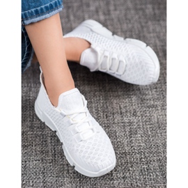 SUPER COOL White Textile Sneakers 1