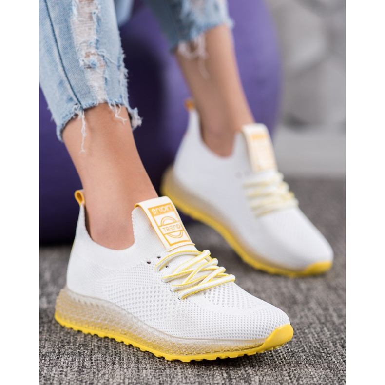 SHELOVET Sneakers With Yellow Sole white 1 SHELOVET Sneakers With Yellow Sole white 1