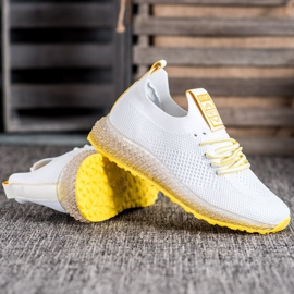 SHELOVET Sneakers With Yellow Sole white 4
