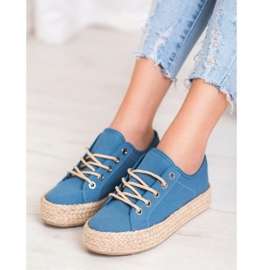 Kylie Sneakers On A Straw Platform blue 1