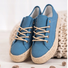Kylie Sneakers On A Straw Platform blue 2