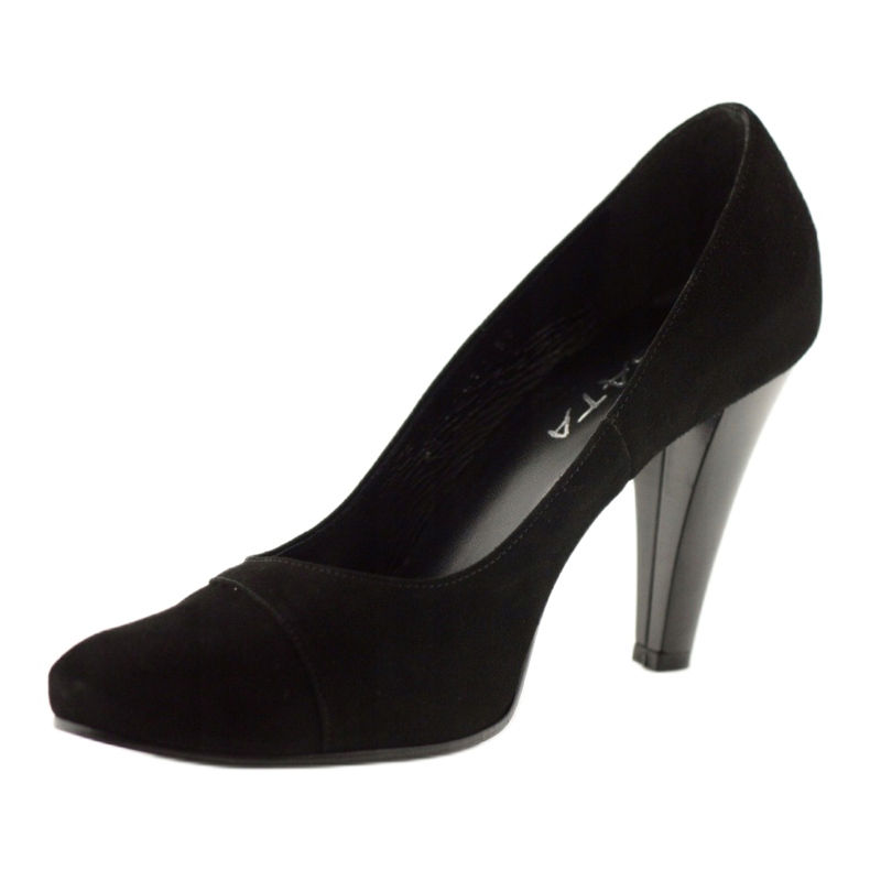 Edeo Women's black leather pumps with silver thread 2