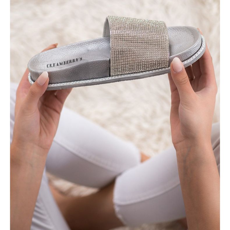 Creamberry'S Silver Slippers With Crystals grey 1