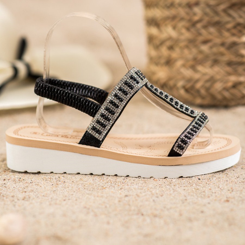 SHELOVET Slip-on Sandals With Beads black 2