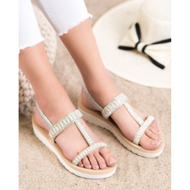 SHELOVET Slip-on Sandals With Beads grey 1