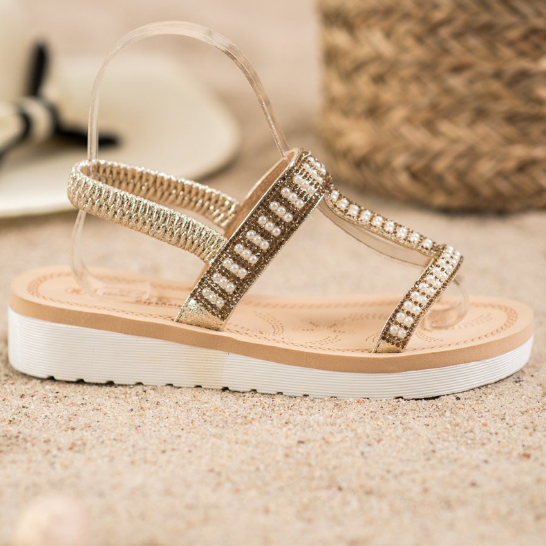 SHELOVET Slip-on Sandals With Beads yellow 2