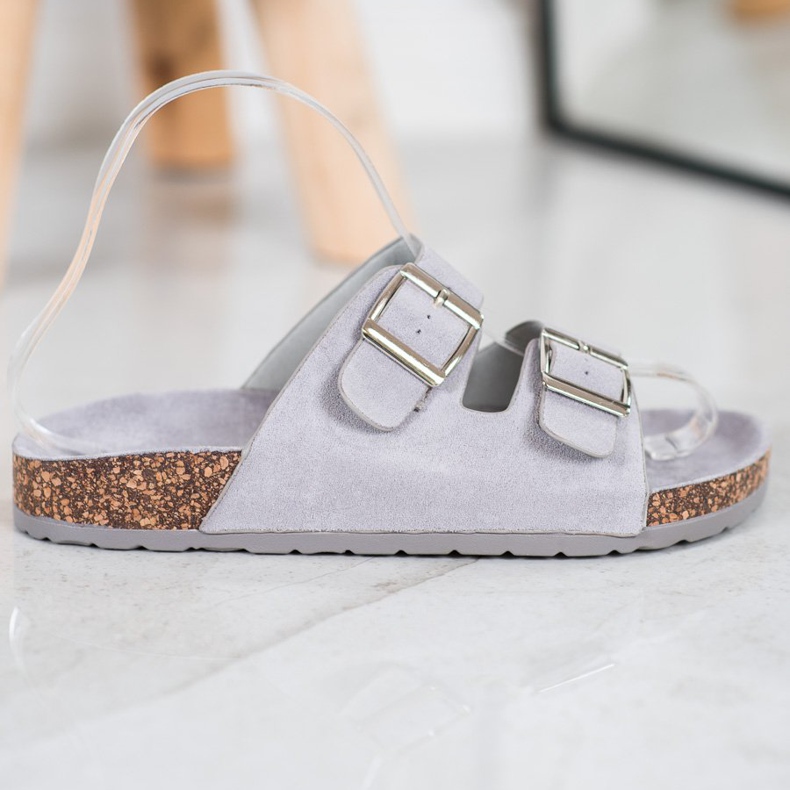 Queentina Comfortable Slippers With Buckle grey 2