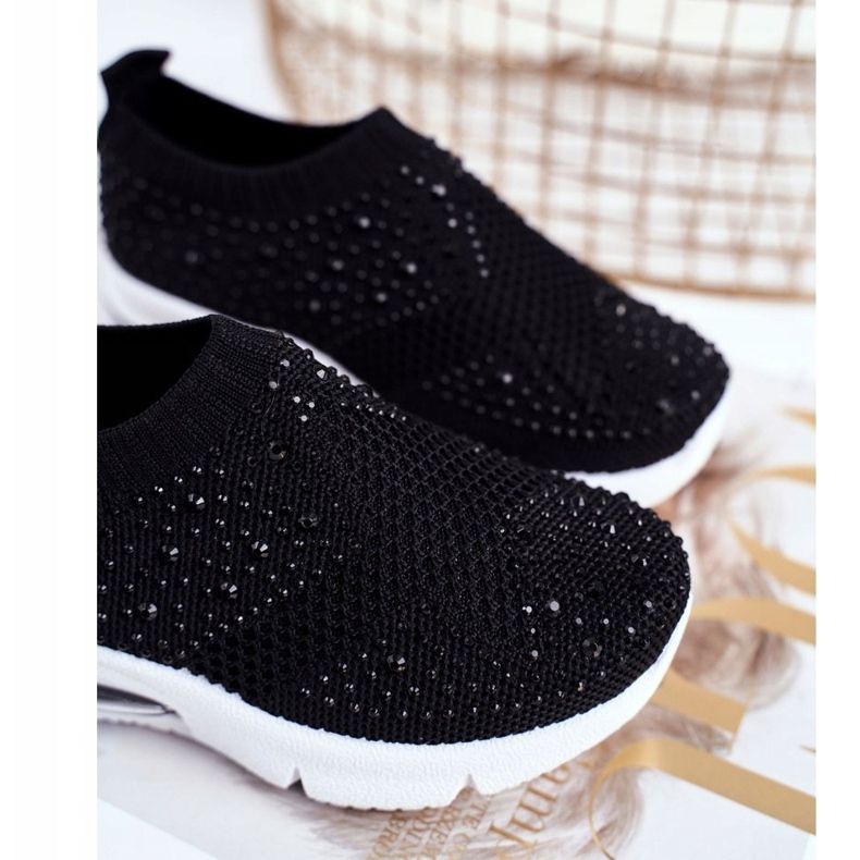 FRROCK Black Linda Children's Sport Shoes With Cubic Zirconia 1