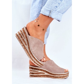 Women's Leather Slippers On Wedge Nicole 2559 Lemonade beige 2