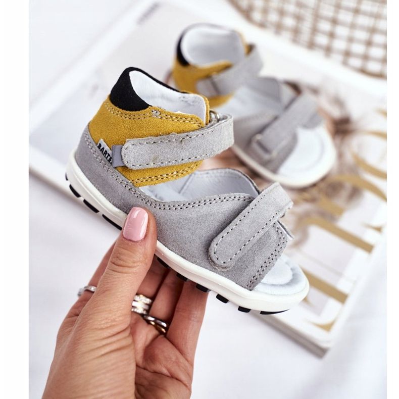 Bartek S.A. Children's Preventive Mini First Steps Sandals Bartek W-71266 grey yellow 2