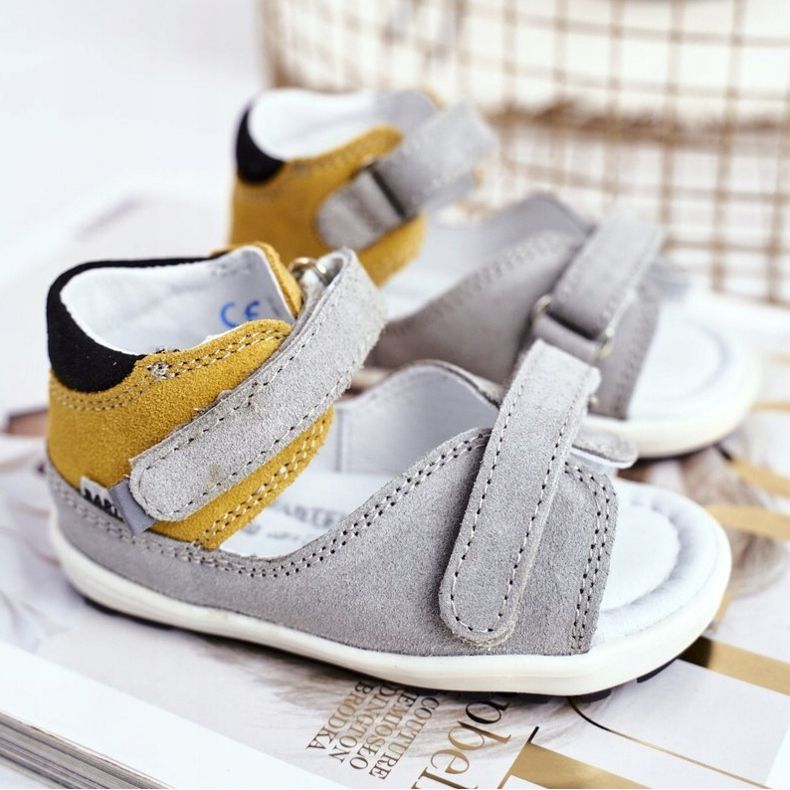 Bartek S.A. Children's Preventive Mini First Steps Sandals Bartek W-71266 grey yellow 1