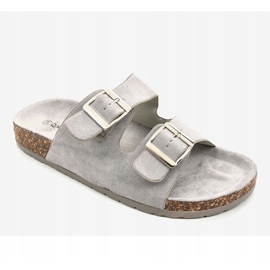 Gray slippers with a buckle BL3100-SF grey 1