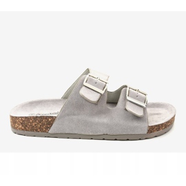 Gray slippers with a buckle BL3100-SF grey 2