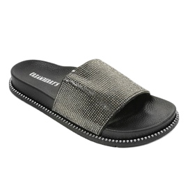 Black shiny slippers RL216 1