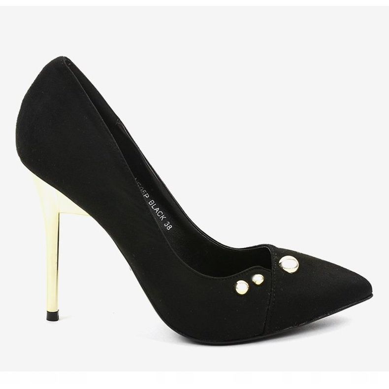 Black classic high heels with NE05P studs 1