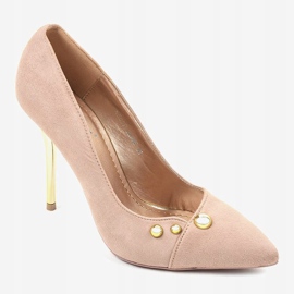 Classic beige high heels with NE05P studs 1