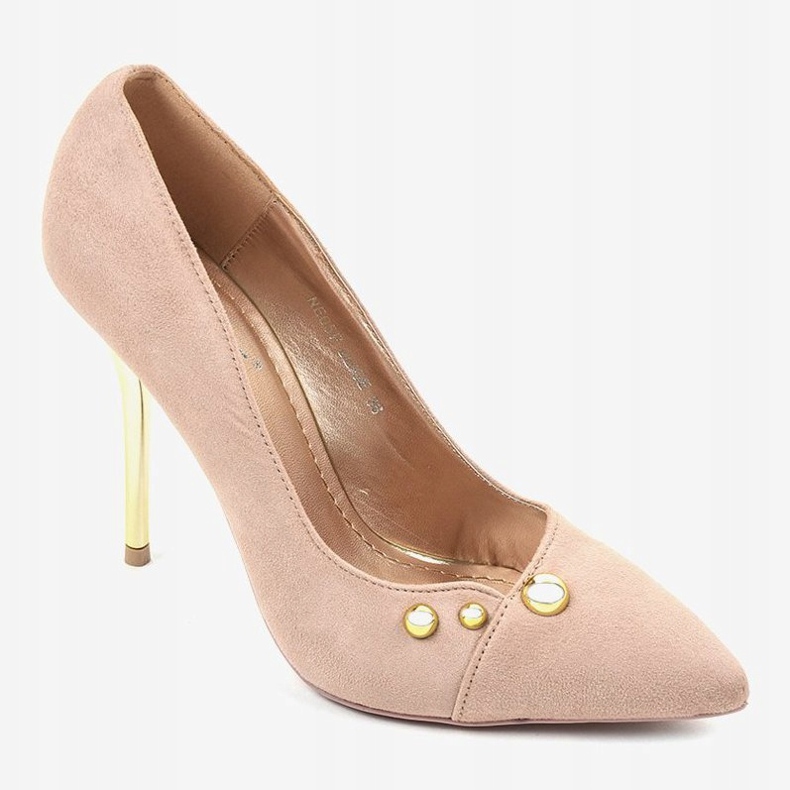 Classic beige high heels with NE05P studs 1