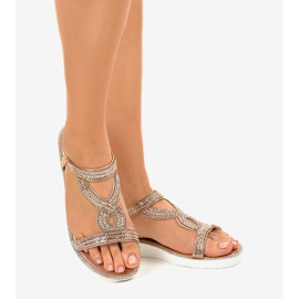 Champagne flat sandals embellished 127-88 pink 2
