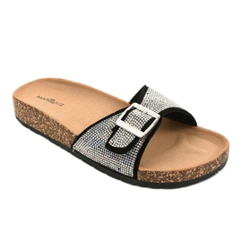 Black slippers with cork sole L-1032 1