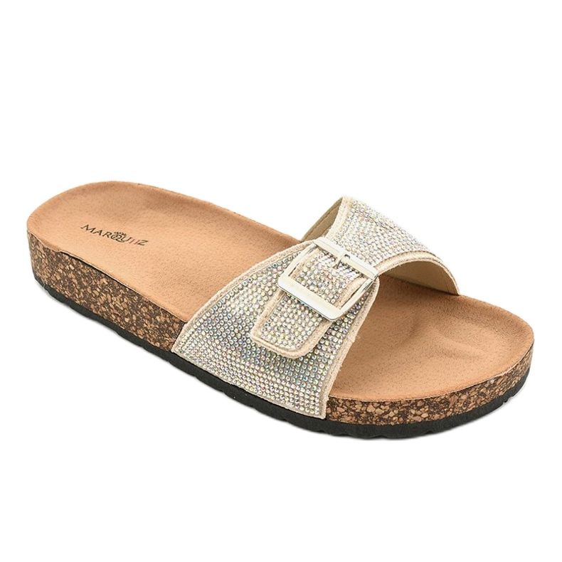L-1032 beige slippers with a cork sole 1