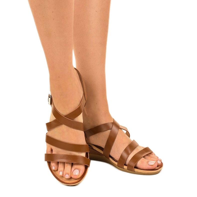 Brown eco-leather wedge sandals S060064 1 Brown eco-leather wedge sandals S060064 1