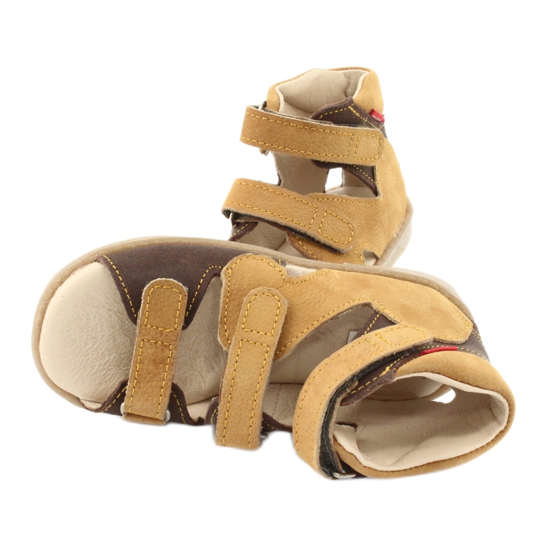 Preventive leather sandals yellow/bronze mazurek 291 4
