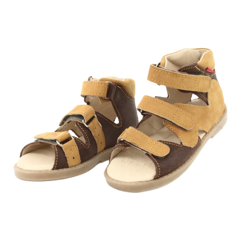 Preventive leather sandals yellow/bronze mazurek 291 2