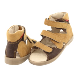Preventive leather sandals yellow/bronze mazurek 291 3