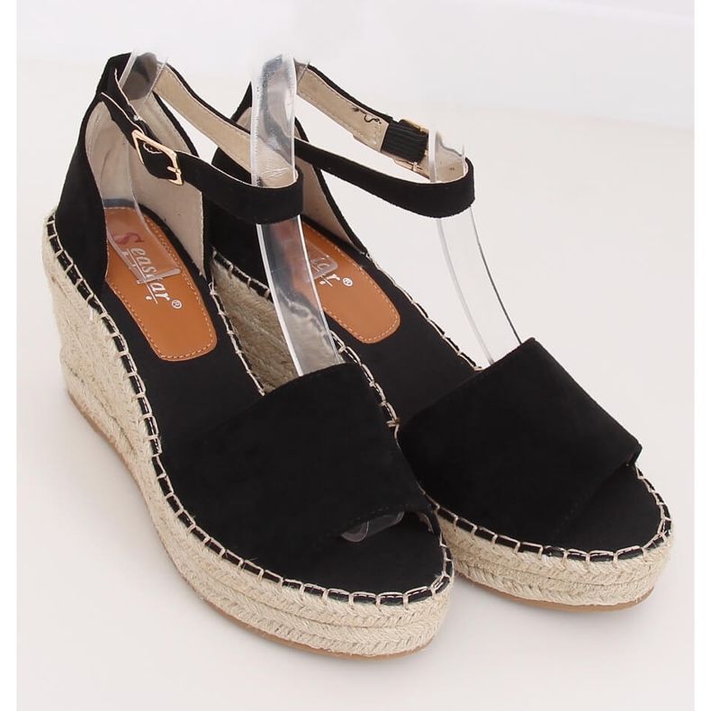 Black Espadrilles on wedges, black TU147 Black 1