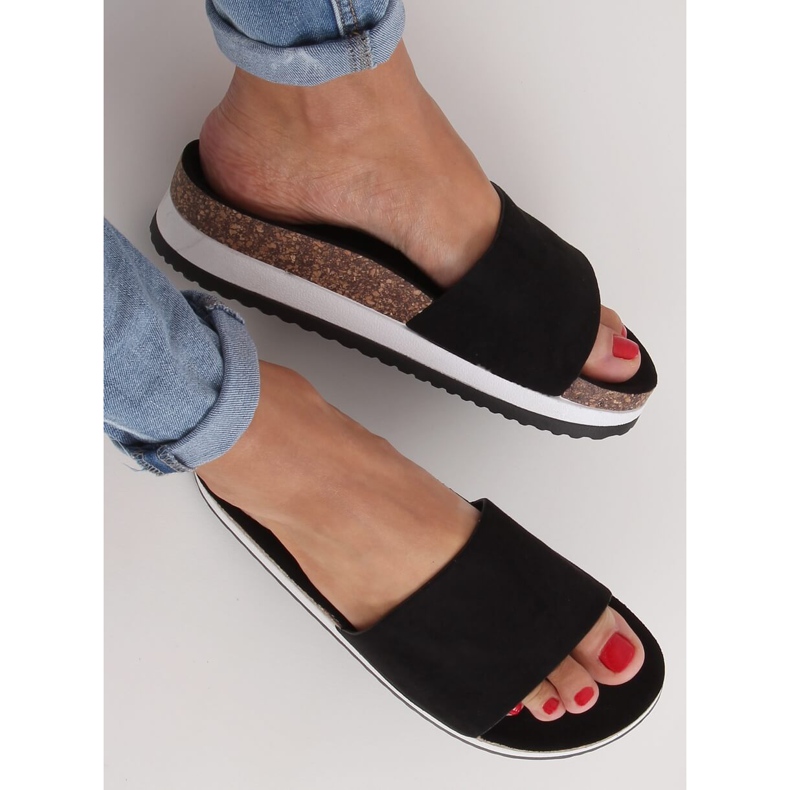 Black women's black slippers CK184P Black 2