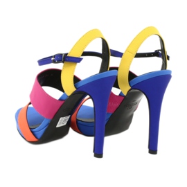 High leather sandals on the Edeo 3338 heel blue orange pink yellow 3 High leather sandals on the Edeo 3338 heel blue orange pink yellow 3