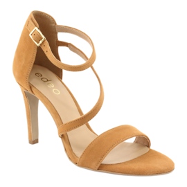 Edeo Women's leather sandals on Szpilka 3344 Rude yellow 1 Edeo Women's leather sandals on Szpilka 3344 Rude yellow 1