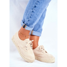 MSMG Women's Espadrilles On Beige Sonya Linen Platform 1