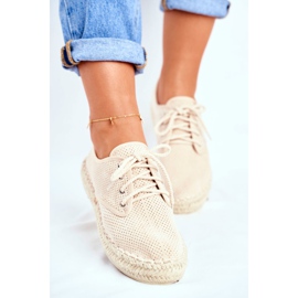 MSMG Women's Espadrilles On Beige Sonya Linen Platform 2