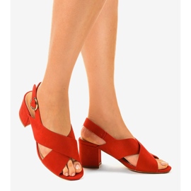 Red high-heeled sandals A305 suede 1